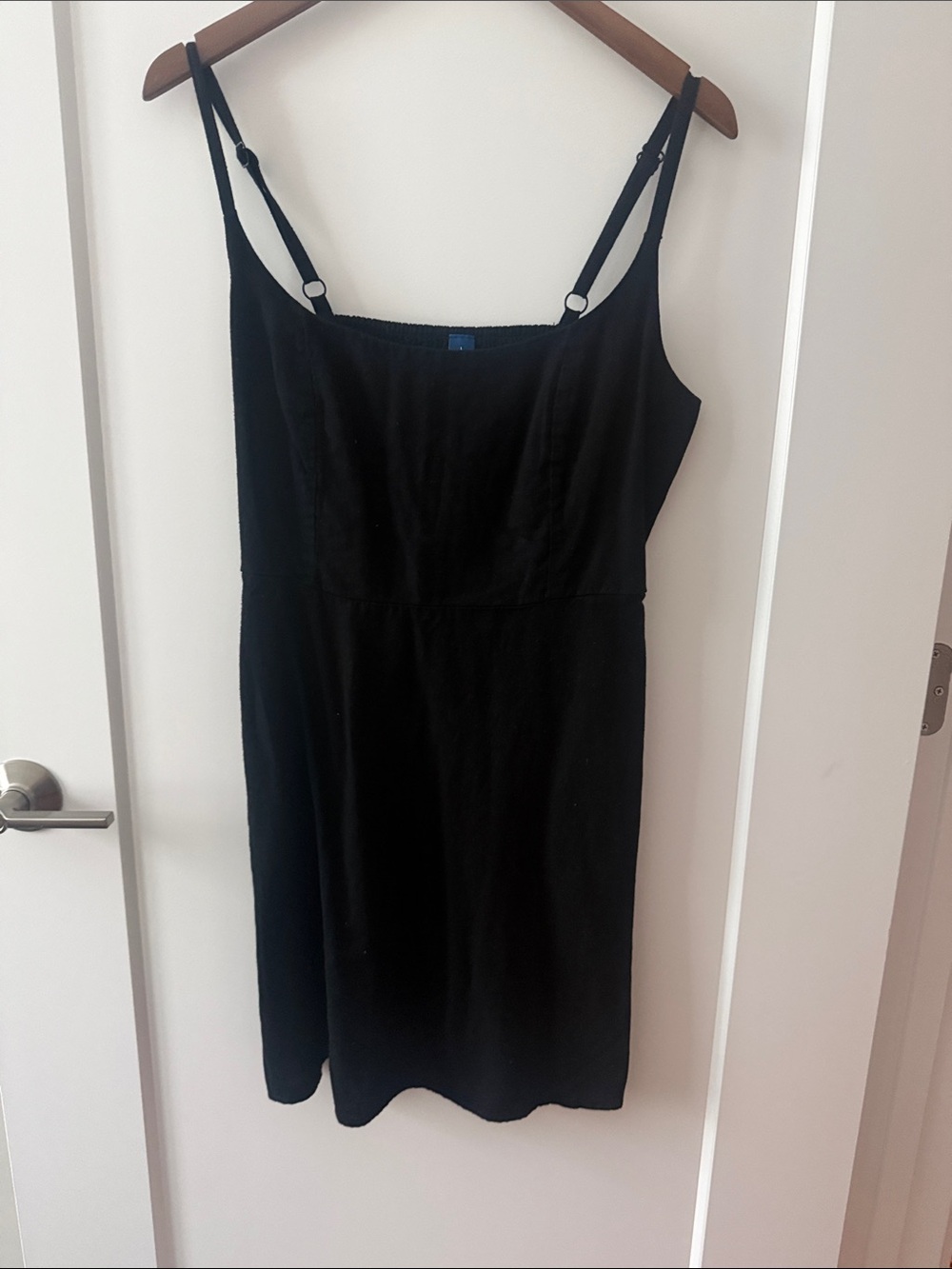Linen-blend Black Mini SunDress with Adjustable Straps